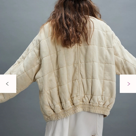 Free People Dolman Quilted Knit Jacket In Vanilla Creme XL Oversized Casual - Picture 5 of 15